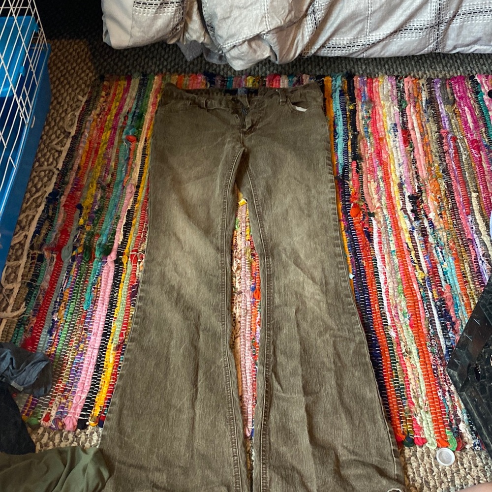 brown flared jeans